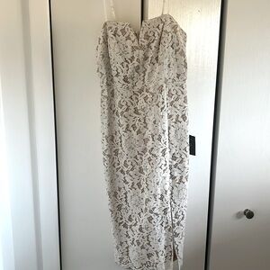 Amazing Allure White Crochet Lace Bodycon Midi Dress